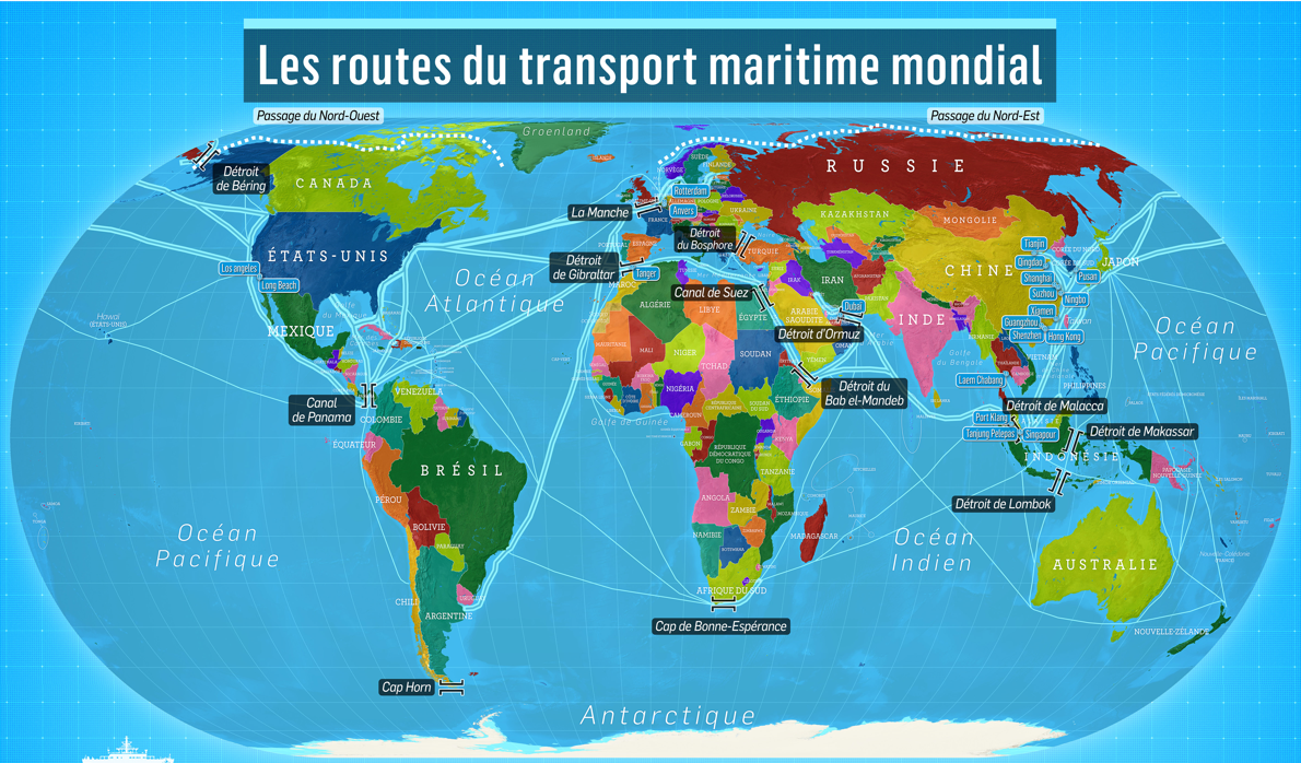 Les routes du transport maritime mondial